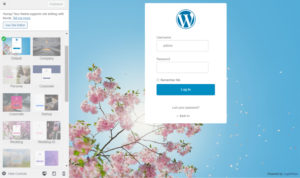 loginpress default theme