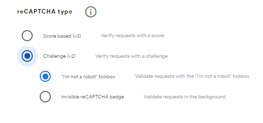 recaptcha type selection