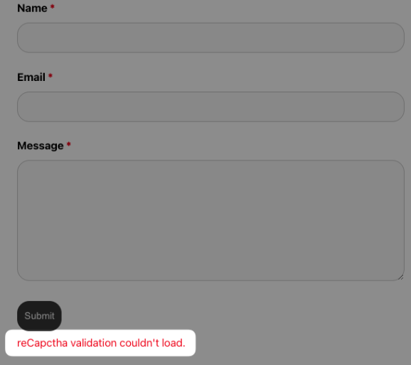 recaptcha validation couldn't load