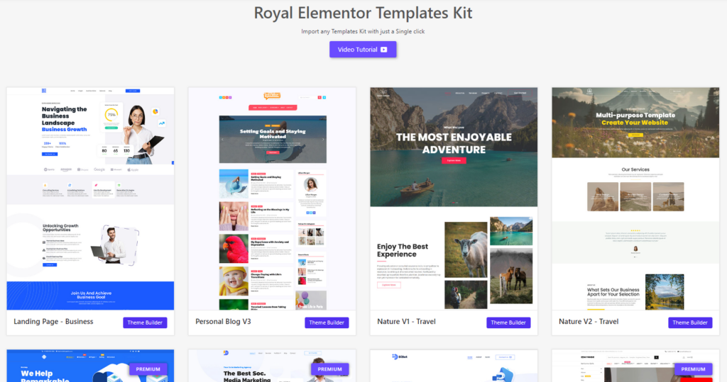 royal elementor kit templates