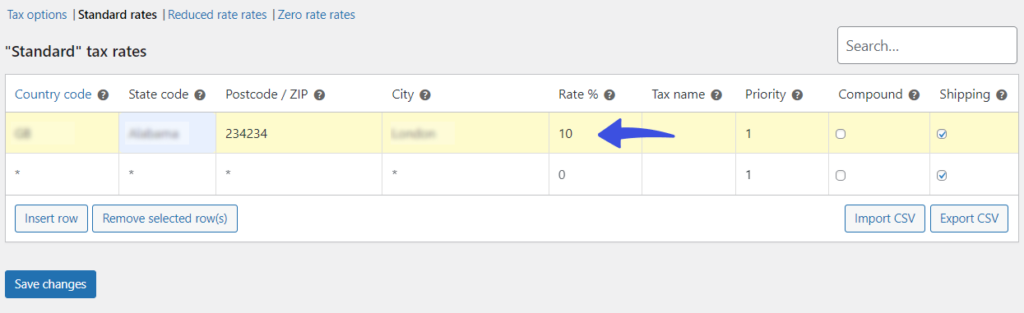 standard tax rates