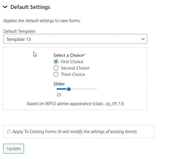 default settings