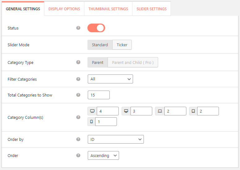 general settings tab
