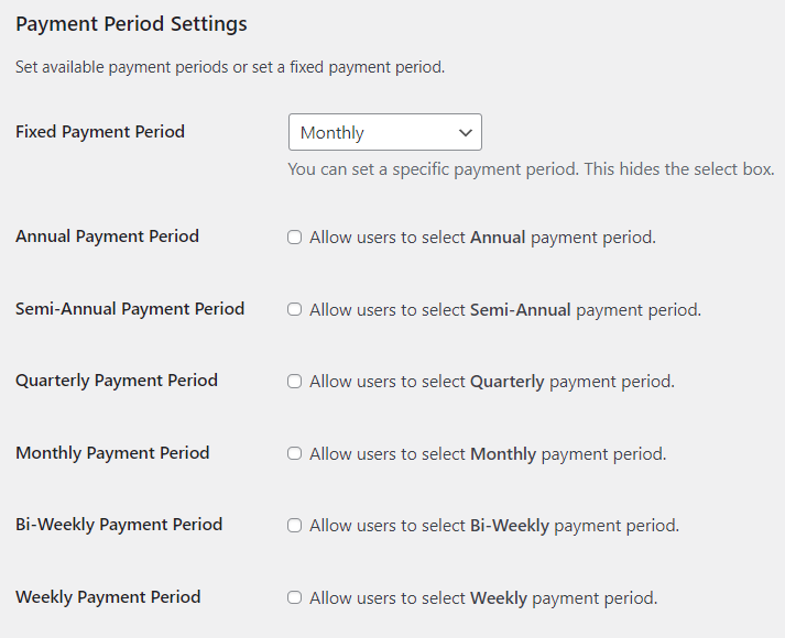 payment period settings