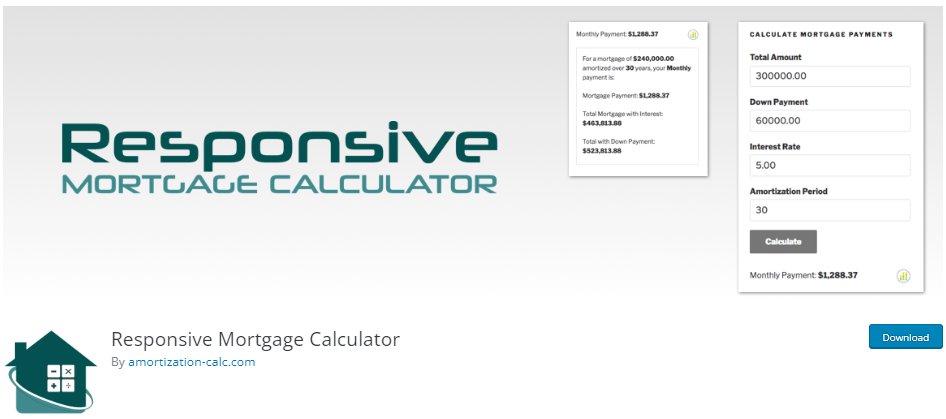 responsive mortgage calculator plugin