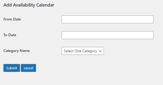 add availability calendar screen