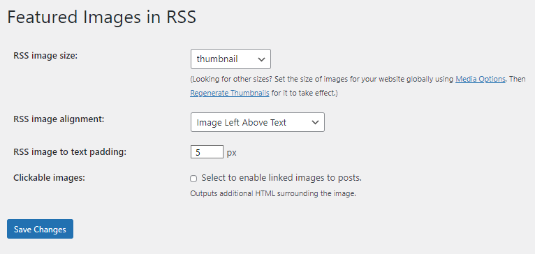 featured images in rss
