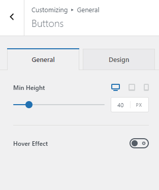 buttons customization screen