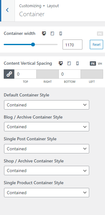 container edit screen