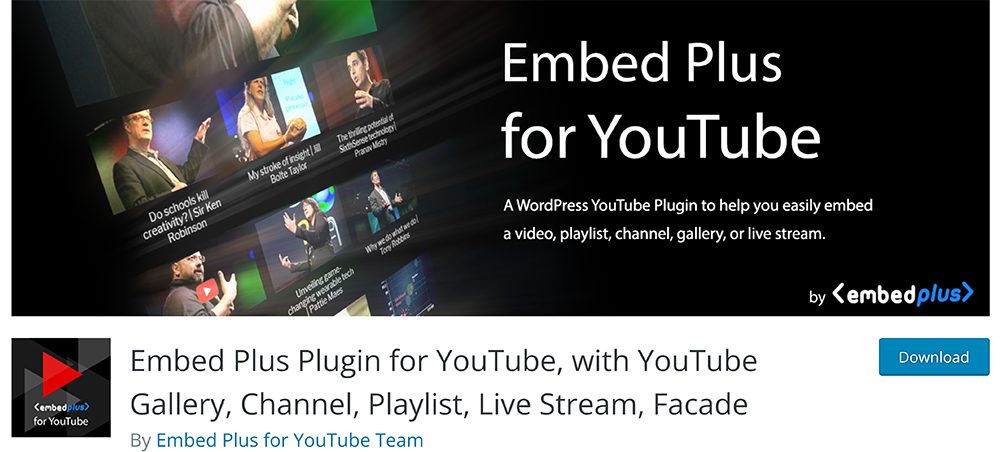 embed plus for youtube