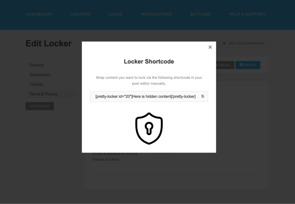 locker shortcode