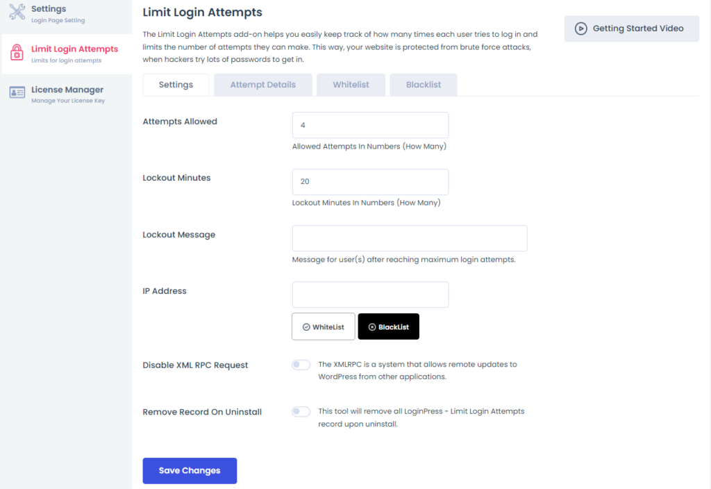 loginpress limit login attempts