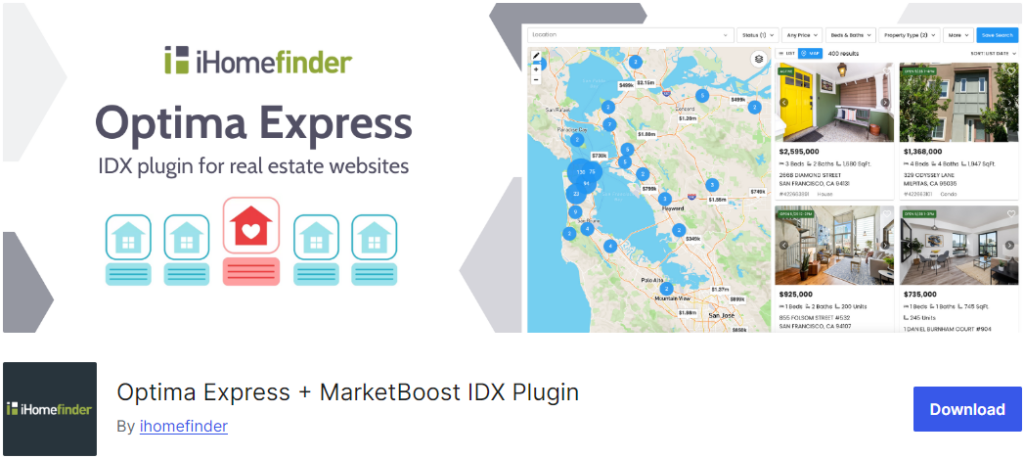 optima express + marketboost idx plugin