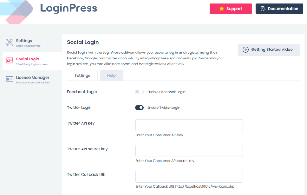 enable twitter login