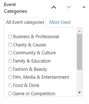 event categories