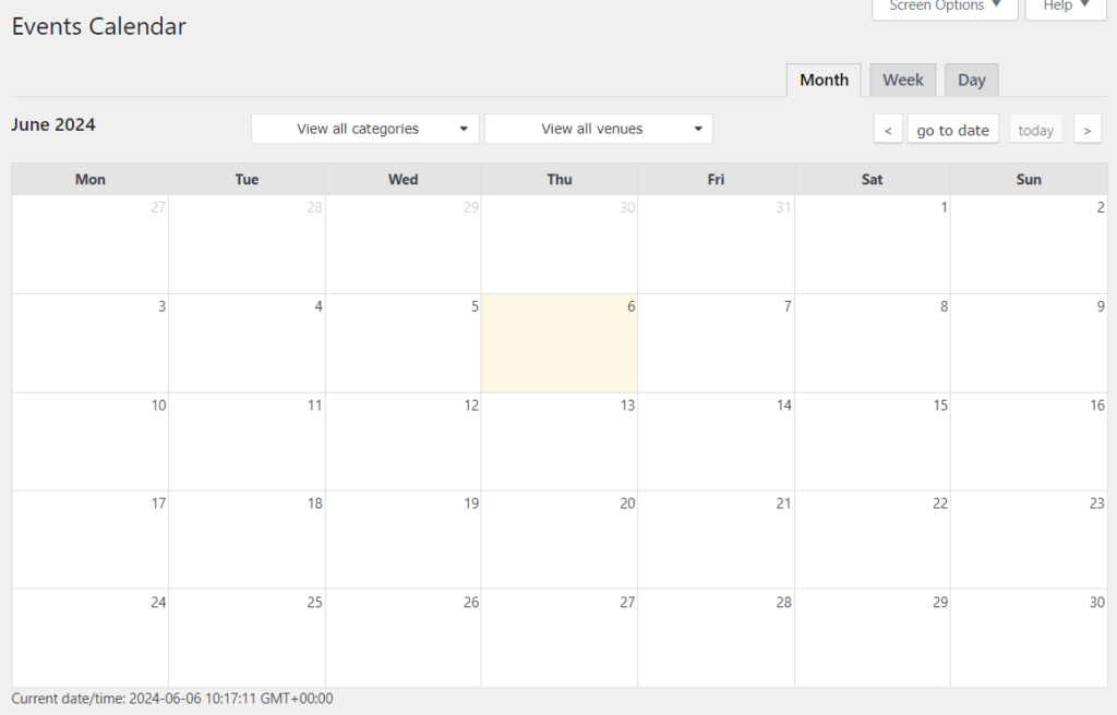 events calendar example