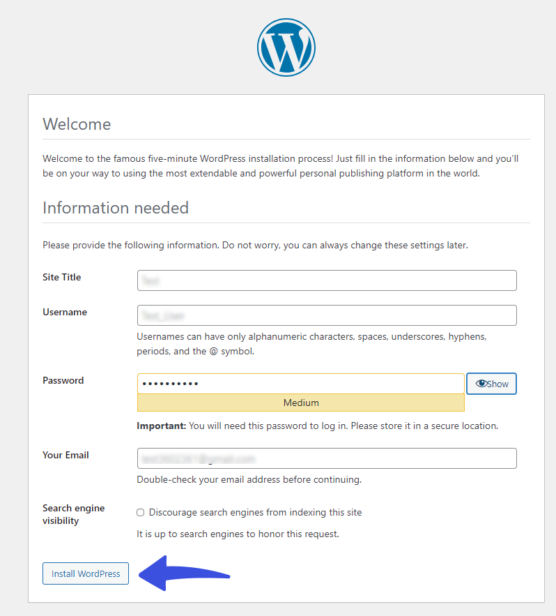 install wordpress