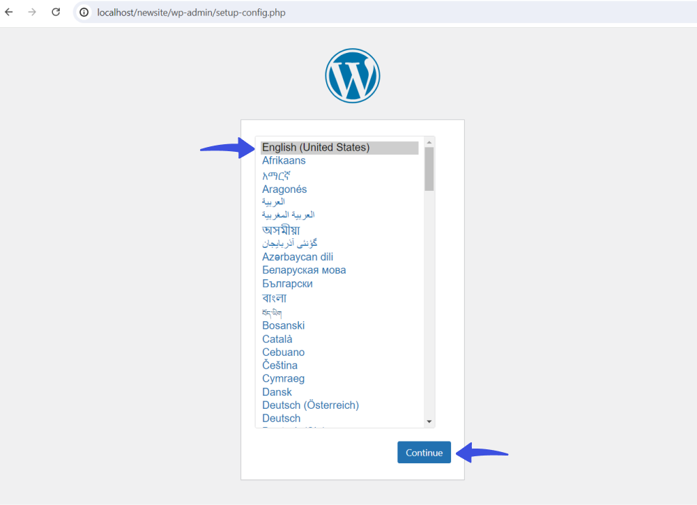 select wordpress langauge