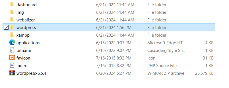 wordpress folder