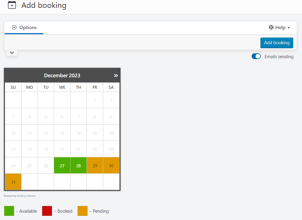 add booking screen