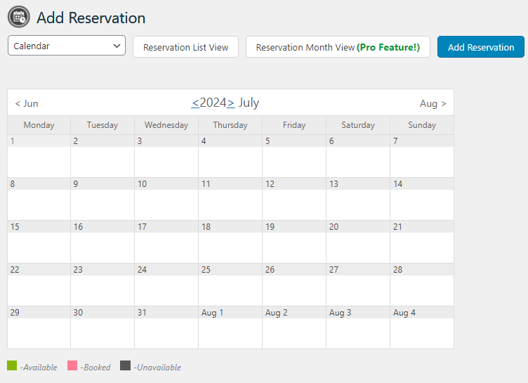 add reservation screen