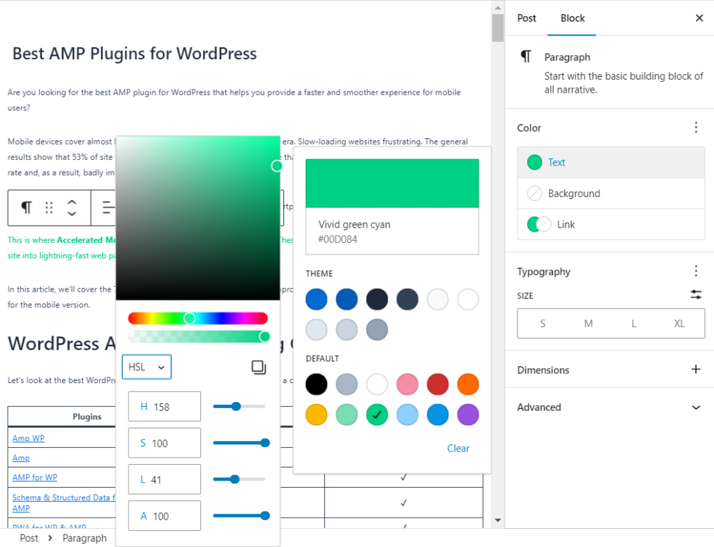 hsl How to change font color in WordPress