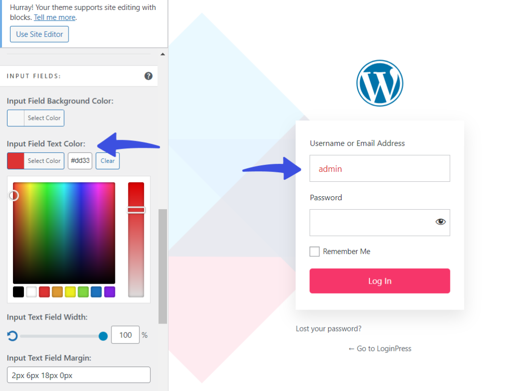 input field text color