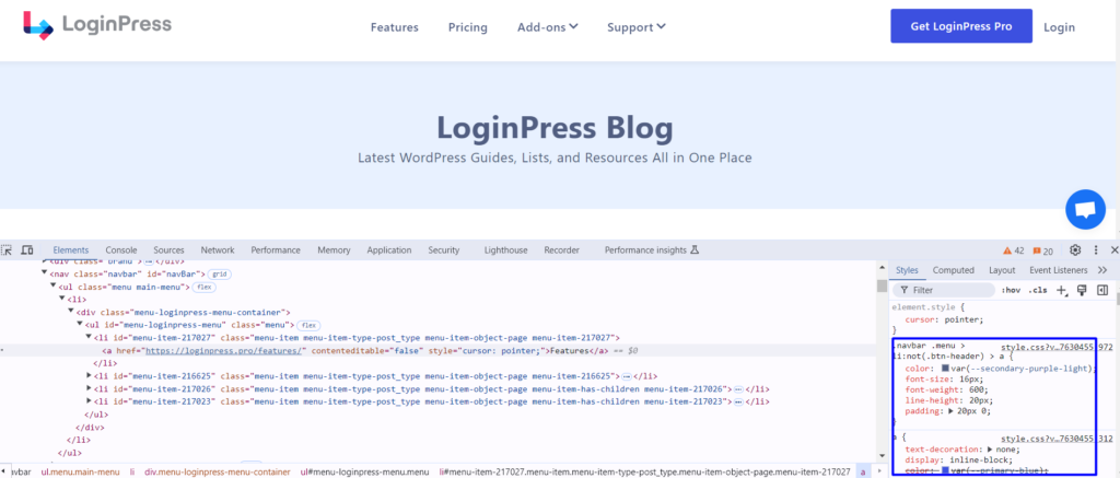 loginpress blog page