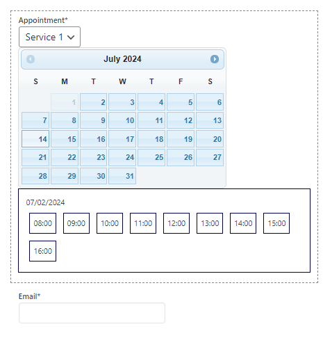 service setting screen