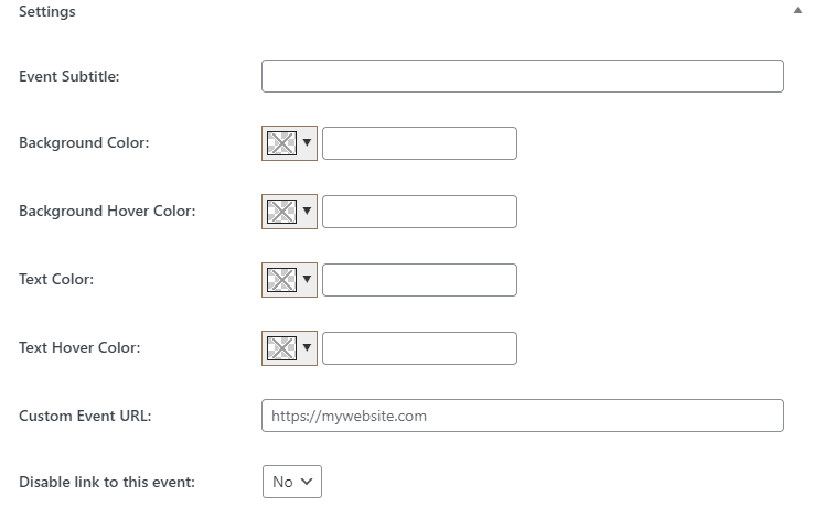 settings screen