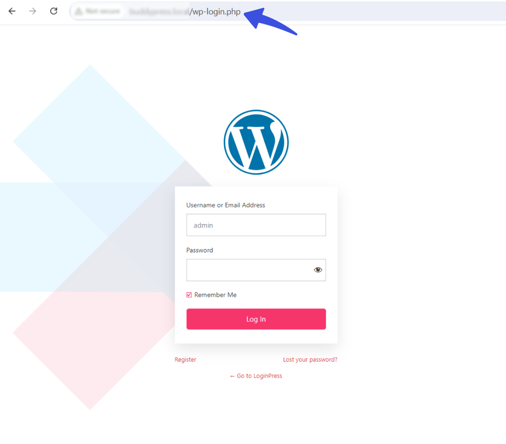 default WordPress login slug