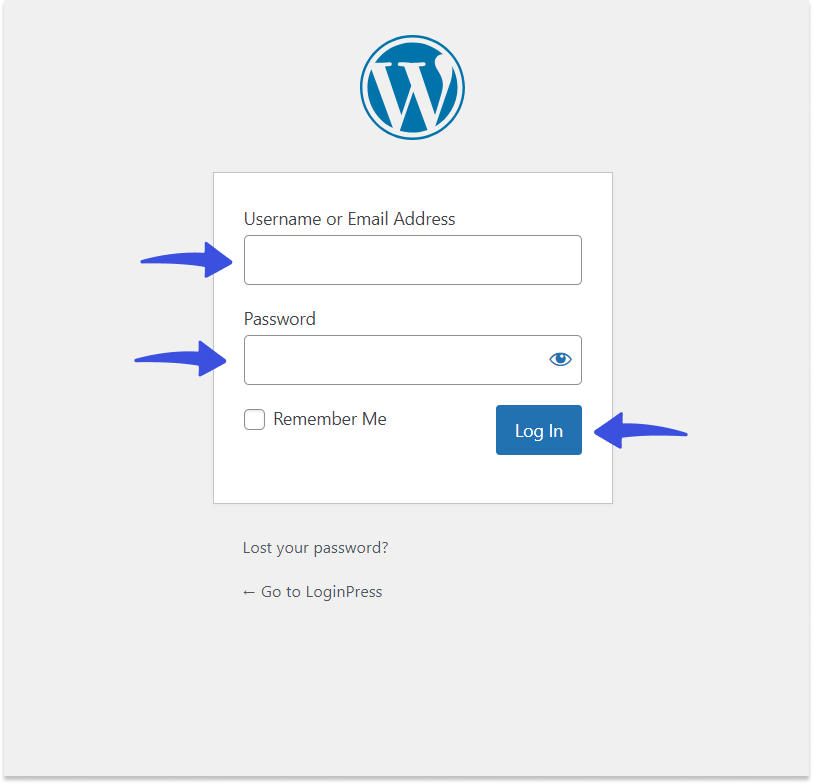 default wordpress login