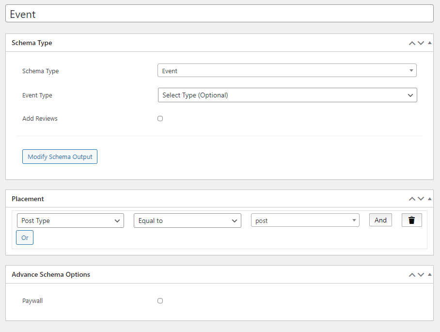 event schema screen