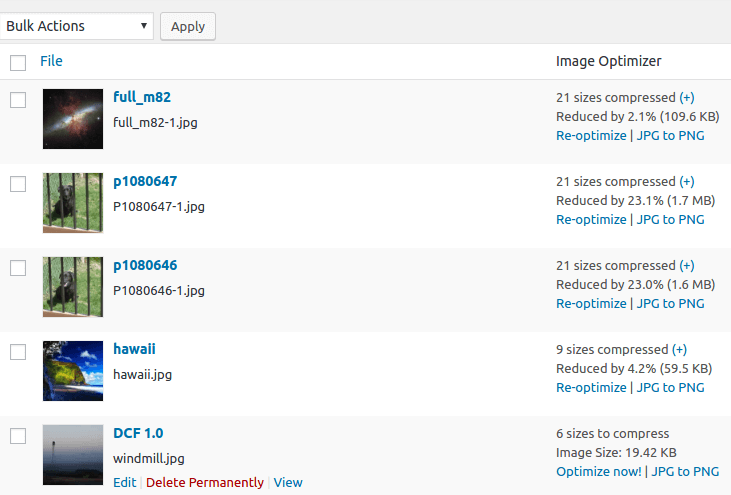 ewww image optimizer bulk actions screen 