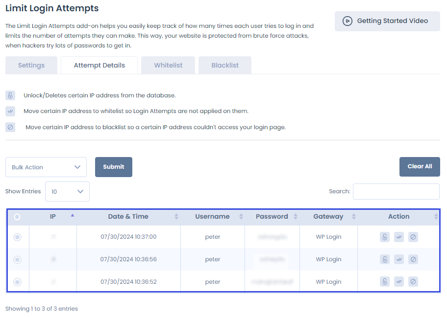 login attempts details