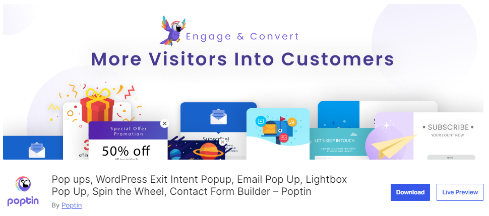 poptin wordpress popup plugin screen at wordpress org