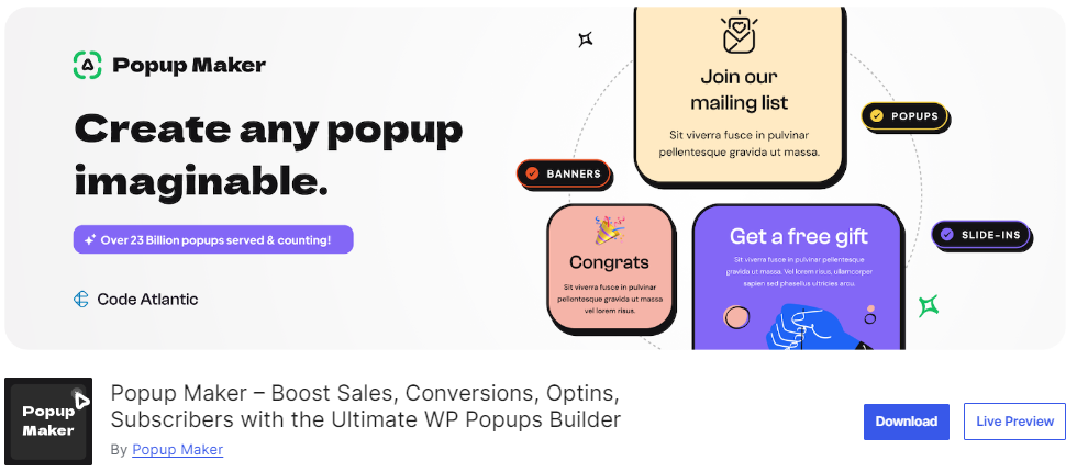 popup maker wordpress popup plugin main screen