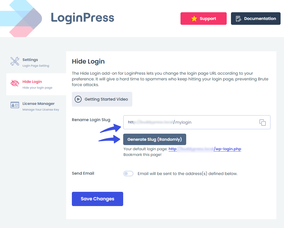 rename login slug to hide wordpress login page