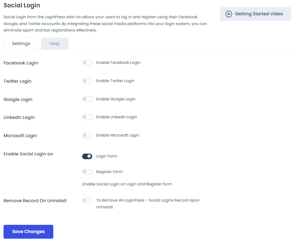 social login enable on