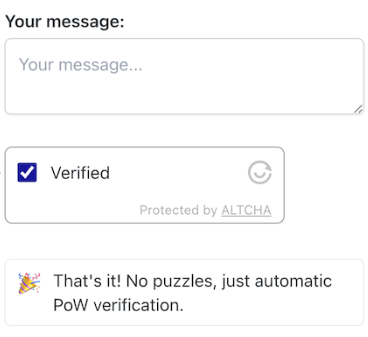 ALTCHA Spam Protection for Comments