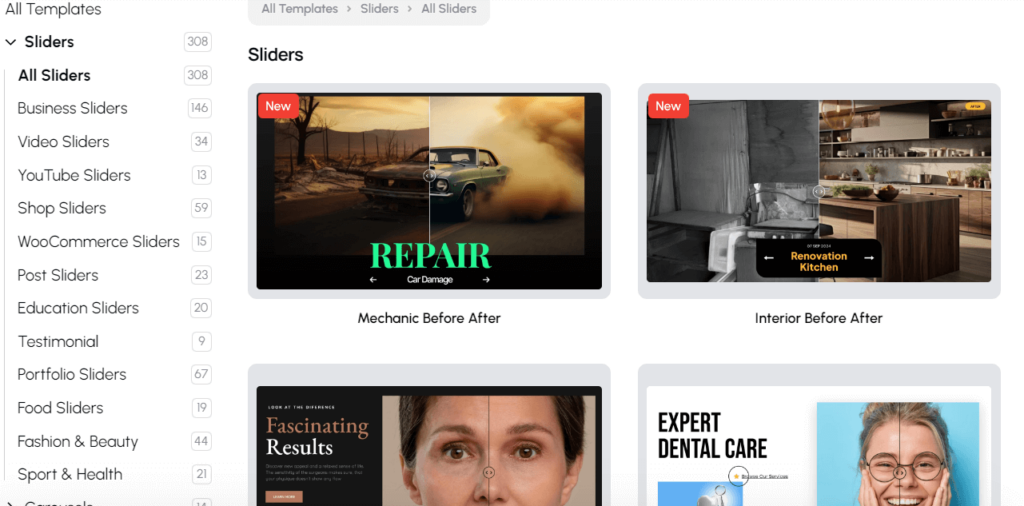 Depicter Slider Templates - WordPress Image Slider