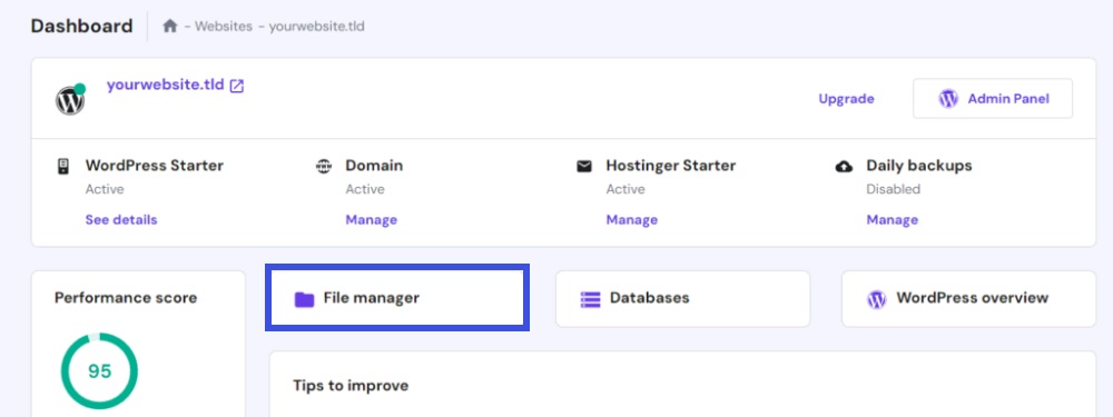 File Manager Folder - Error establishing a database connection