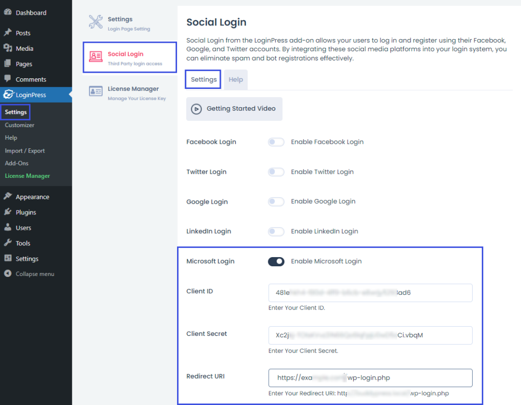 LoginPress Social Login Screen