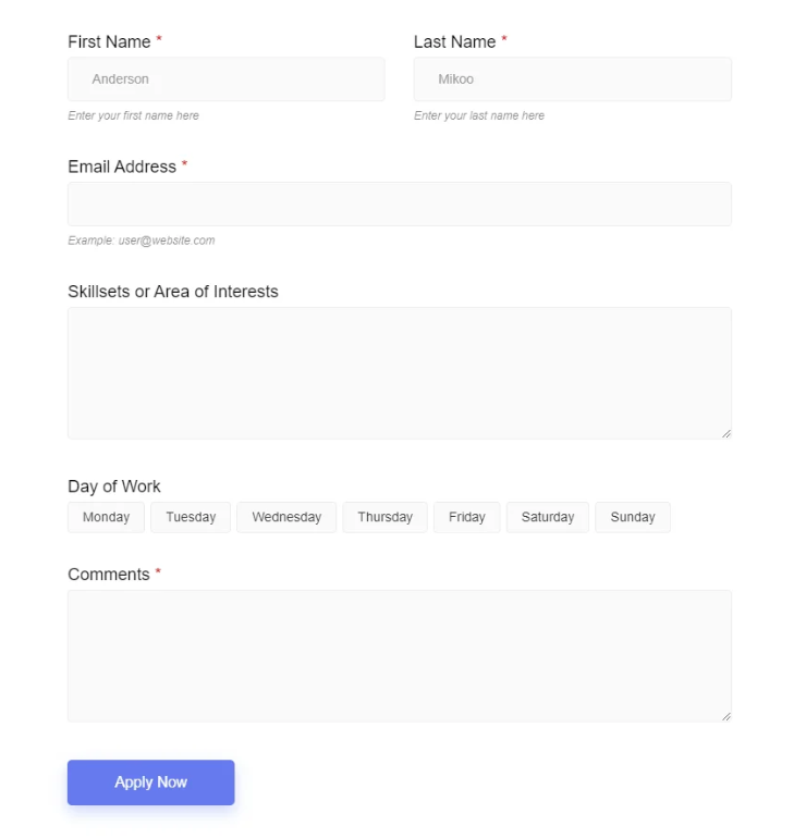 Metform Colunteer Application Form