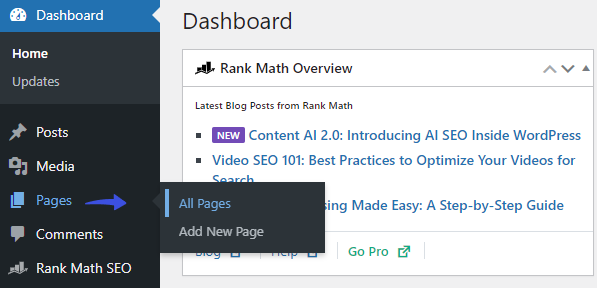 Pages Menu in WordPress Sidebar