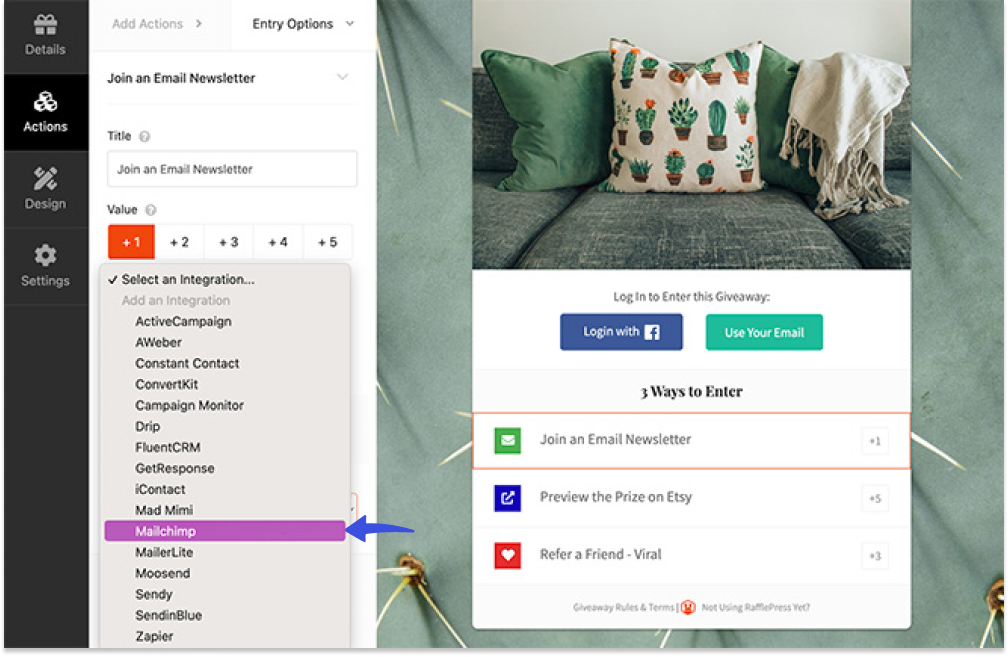 RafflePress Mailchimp Integration