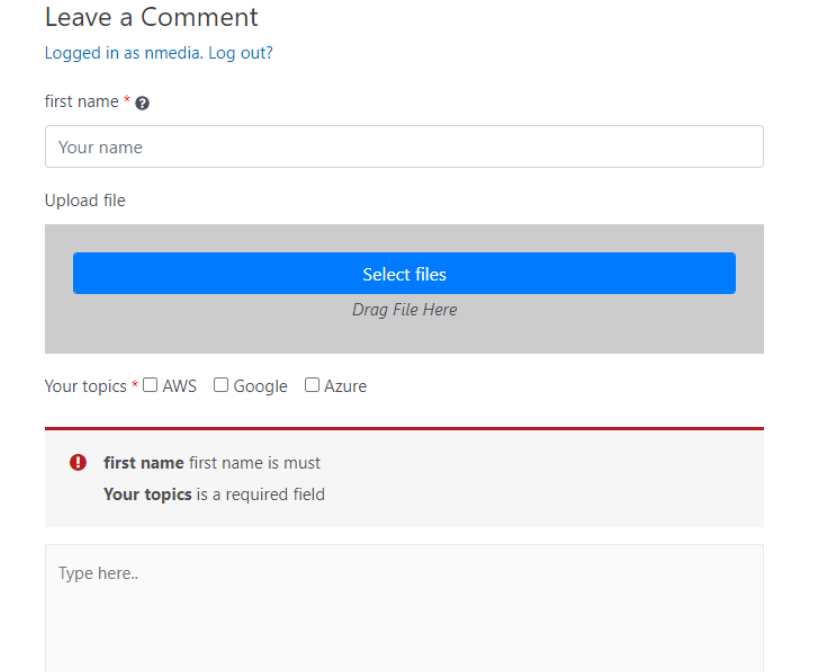 Comments Extra Fields For Post, Pages, and CPT Example