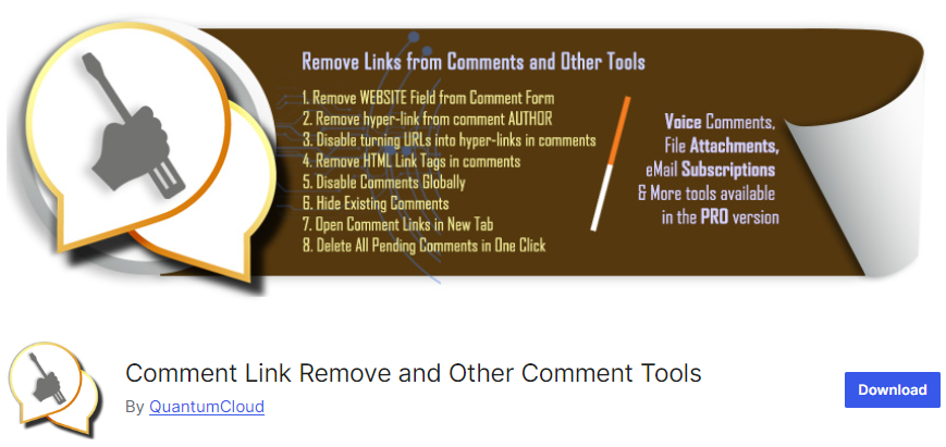 Comment Link Remove and Other Comment Tools- WordPress Comment Plugins