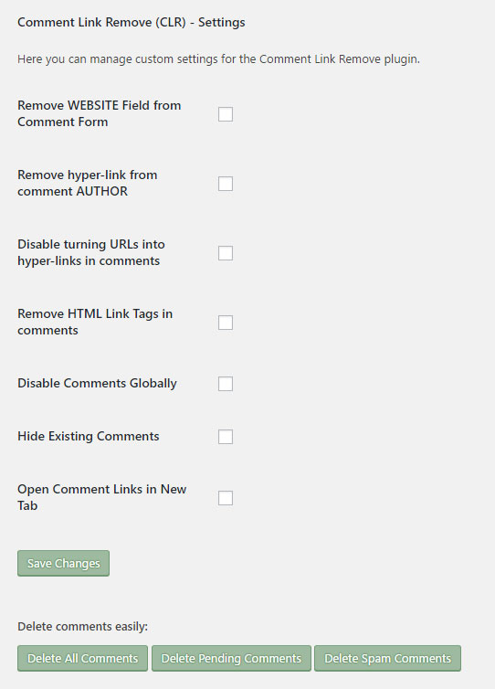 Comment Link Remover Screen - WordPress Comment Plugins