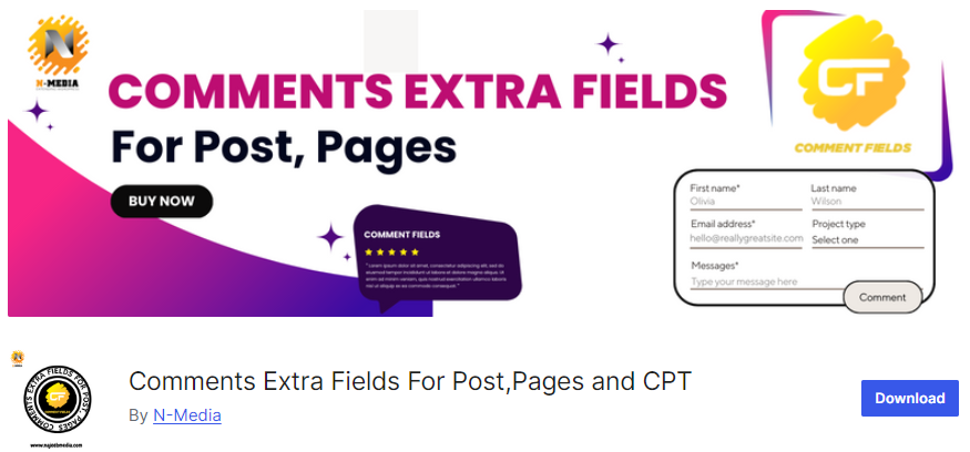 Comments Extra Fields For Post, Pages, and CPT